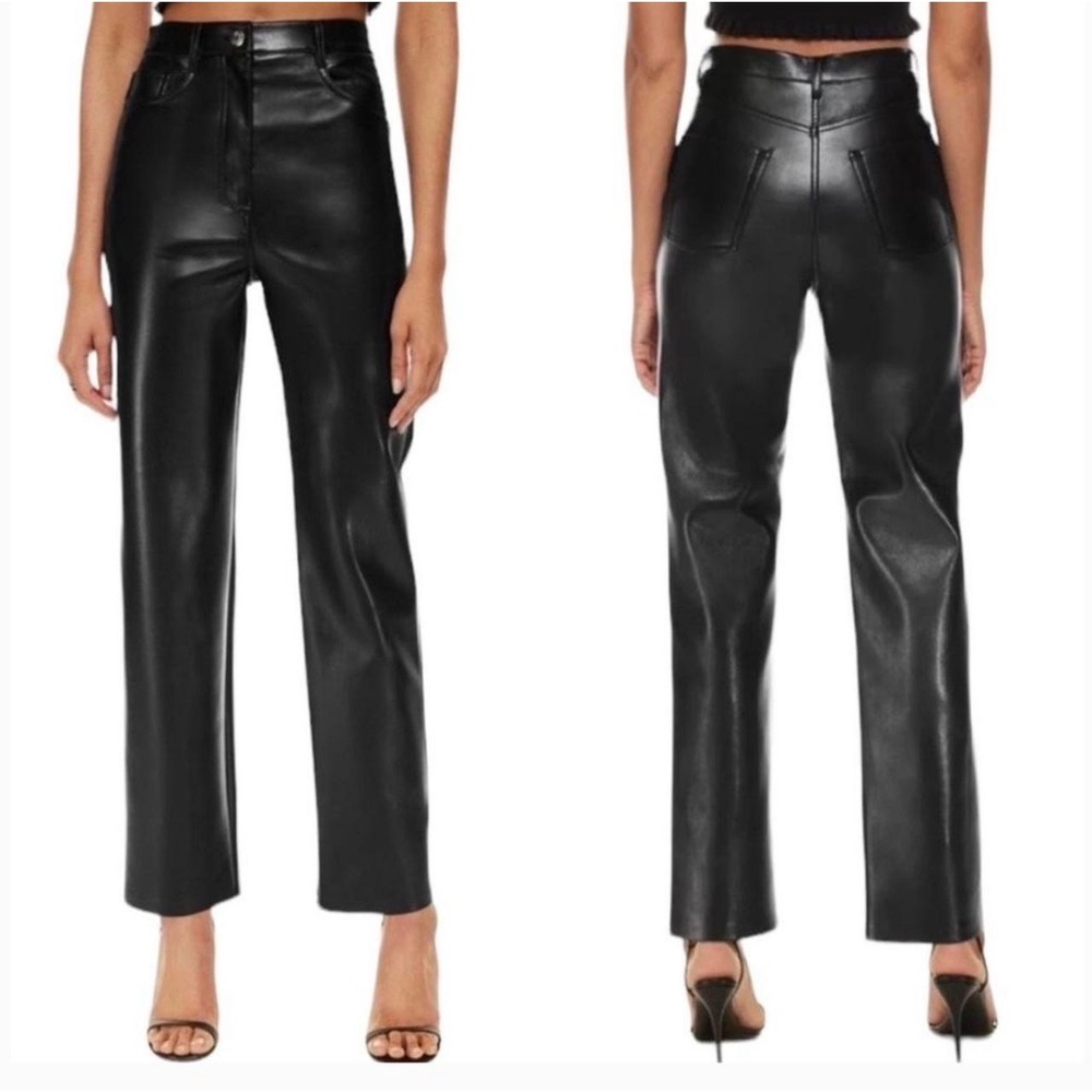Aritzia Wilfred Melina Faux Leather Pants High Rise Straight Leg Size 4 Black